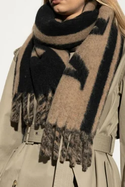 Alexander McQueen CZARNY Szal z frędzlami