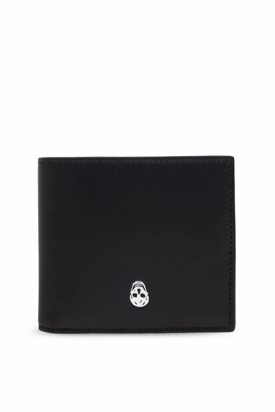 Alexander McQueen CZARNY Skórzany portfel z nadrukowanym logo
