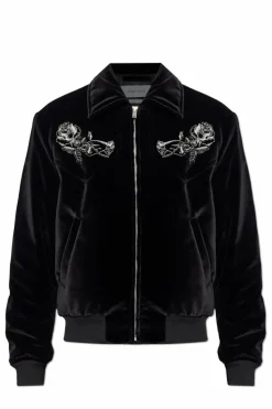 Alexander McQueen CZARNY Aksamitka kurtka z haftem