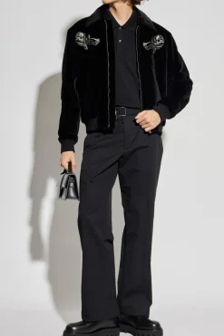 Alexander McQueen CZARNY Aksamitka kurtka z haftem