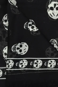 Alexander McQueen CZARNY Szal z logo