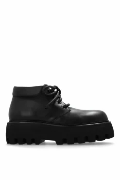 Alexander McQueen CZARNY Skórzane buty na platformie