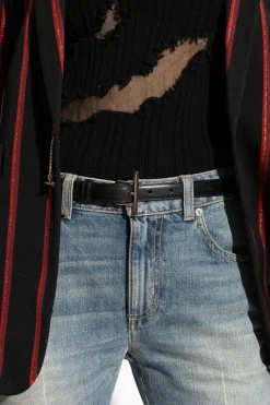 Alexander McQueen CZARNY Skórzany pasek