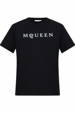 Alexander McQueen CZARNY T-shirt z logo