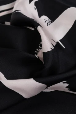 Alexander McQueen CZARNY Jedwabny szal