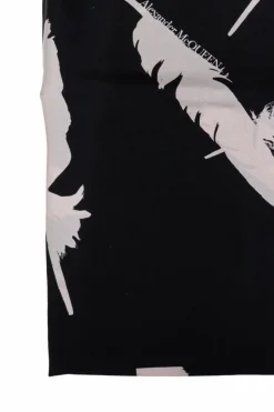 Alexander McQueen CZARNY Jedwabny szal