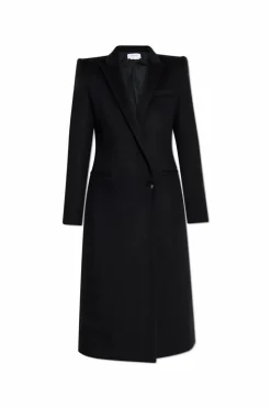 Alexander McQueen CZARNY Wełniany płaszcz