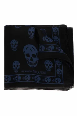 Alexander McQueen CZARNY Jedwabny szal