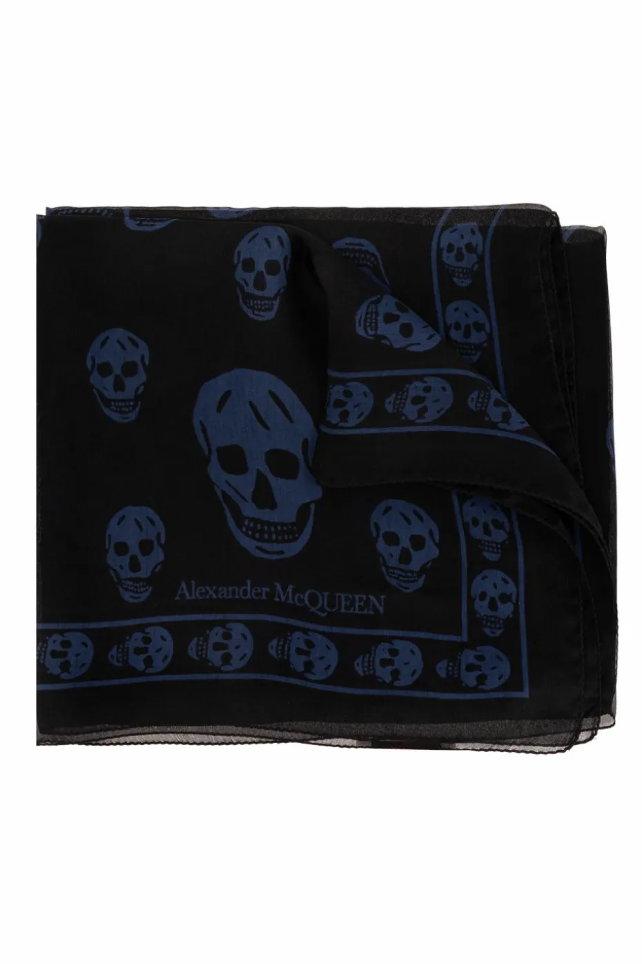 Alexander McQueen CZARNY Jedwabny szal