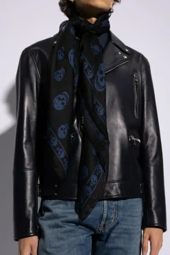 Alexander McQueen CZARNY Jedwabny szal