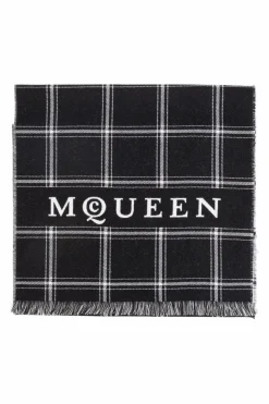 Alexander McQueen CZARNY Wełniany szal