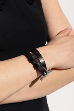 Alexander McQueen CZARNY Skórzana bransoleta