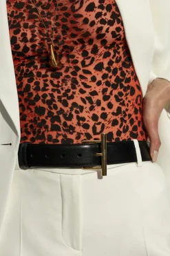 Alexander McQueen CZARNY Skórzany pasek
