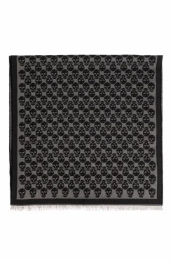Alexander McQueen CZARNY Szal z charakterystycznym motywem czaszki