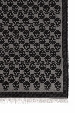 Alexander McQueen CZARNY Szal z charakterystycznym motywem czaszki