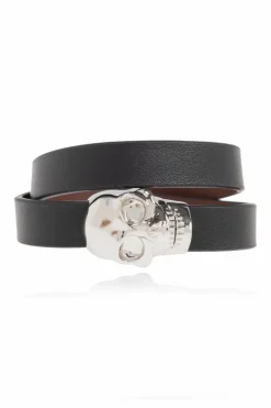 Alexander McQueen CZARNY Skórzana bransoleta