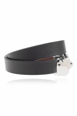 Alexander McQueen CZARNY Skórzana bransoleta