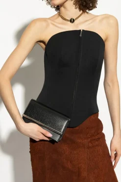 Alexander McQueen CZARNY Skórzana kopertówka `T-Bar Mini`