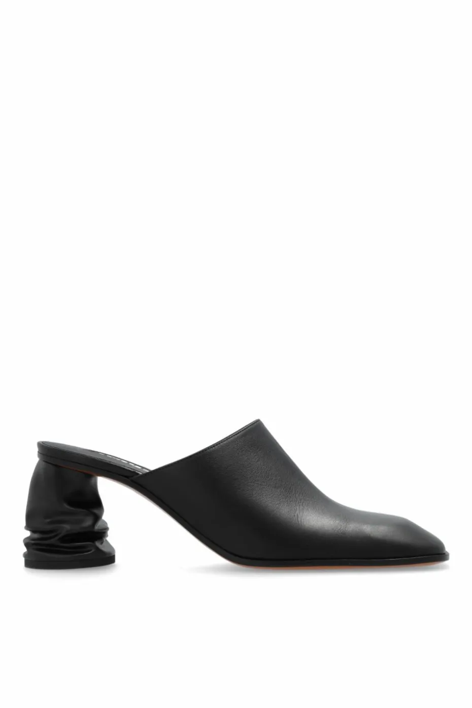 Alexander McQueen CZARNY Skórzane klapki na obcasie
