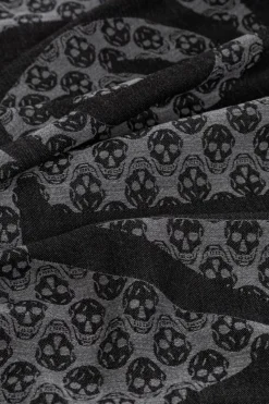 Alexander McQueen CZARNY Szal z charakterystycznym motywem czaszki