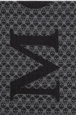 Alexander McQueen CZARNY Szal z charakterystycznym motywem czaszki