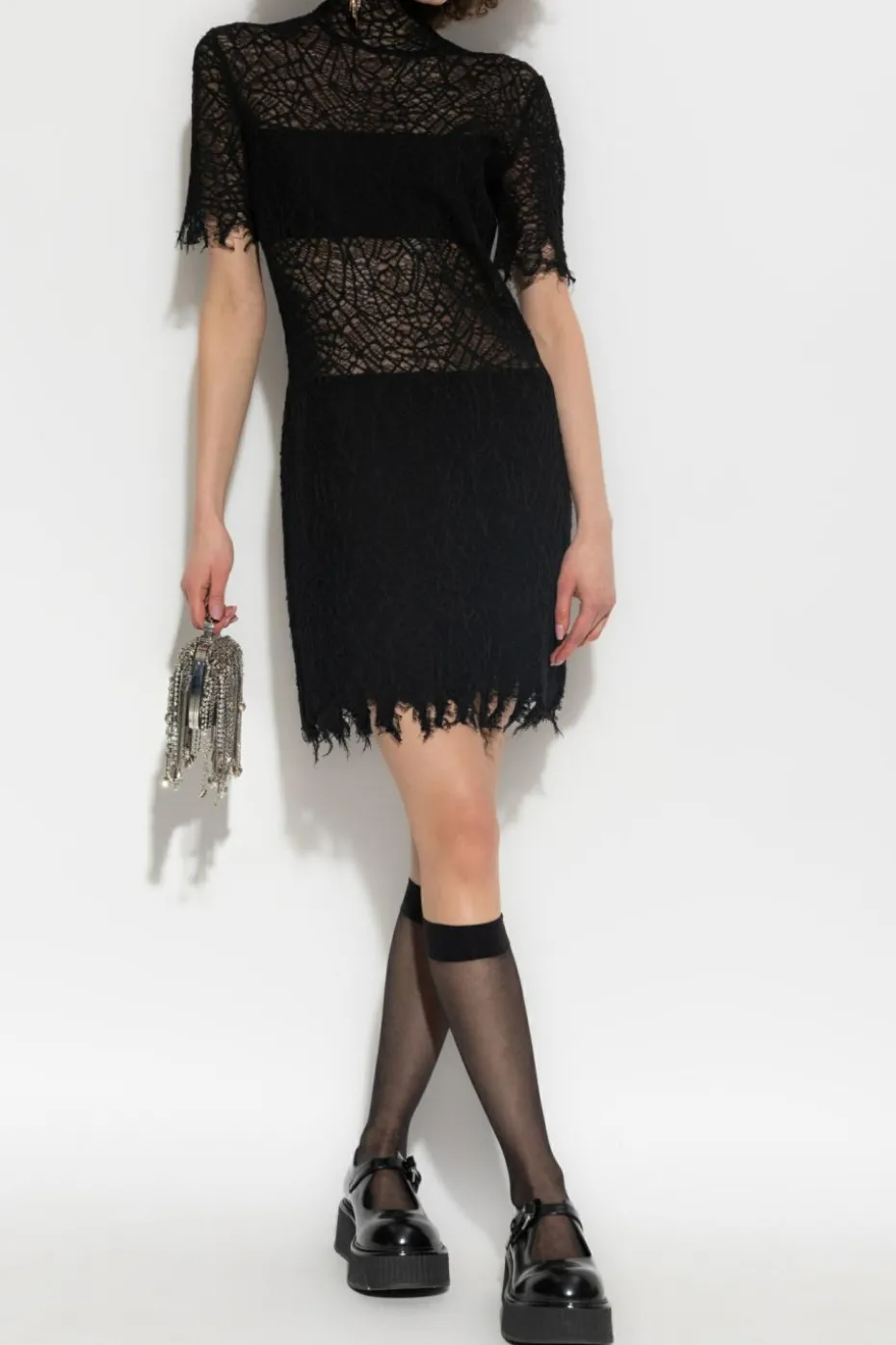 Alexander McQueen CZARNY Koronkowa sukienka