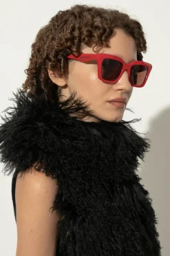 Alexander McQueen CZERWONY Okulary przeciwsłoneczne