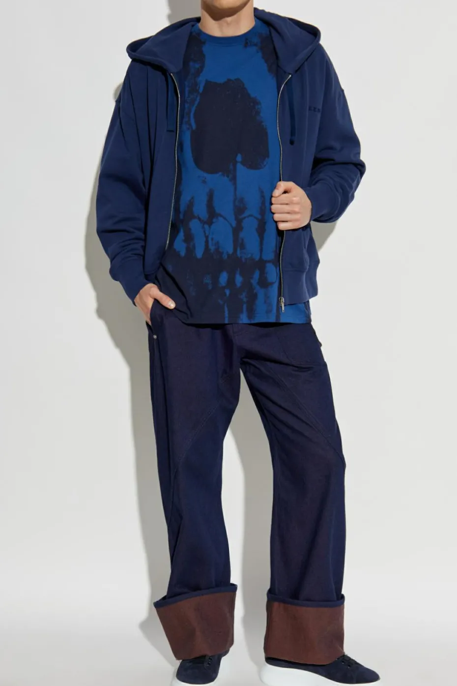 Alexander McQueen GRANATOWY Bluza z kapturem