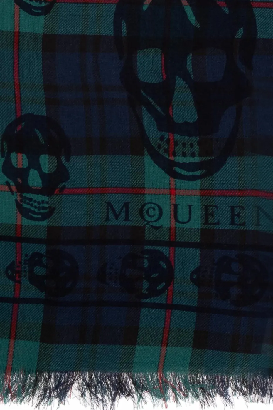Alexander McQueen GRANATOWY Szal z charakterystycznym motywem czaszki