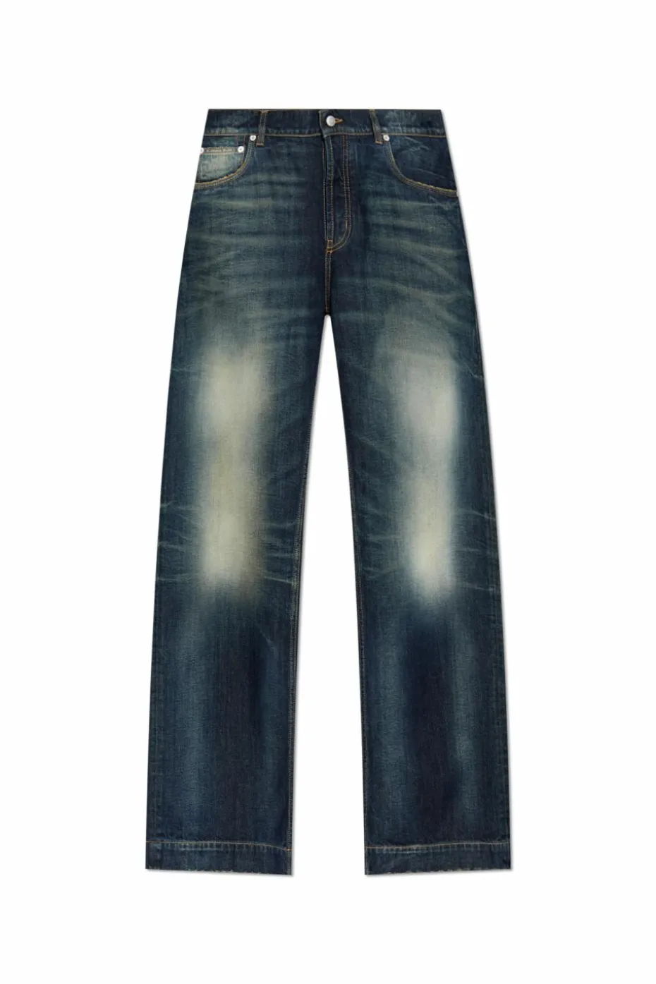 Alexander McQueen GRANATOWY Jeansy z efektem `vintage`