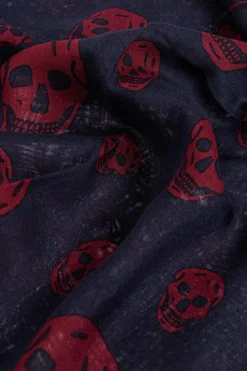 Alexander McQueen GRANATOWY Szal z jedwabnym wykończeniem