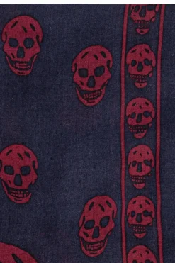 Alexander McQueen GRANATOWY Szal z jedwabnym wykończeniem