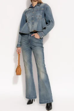 Alexander McQueen NIEBIESKI Jeansowa kurtka z baskinką