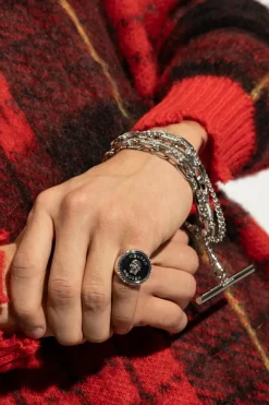 Alexander McQueen SREBRNY Mosiężny pierścień