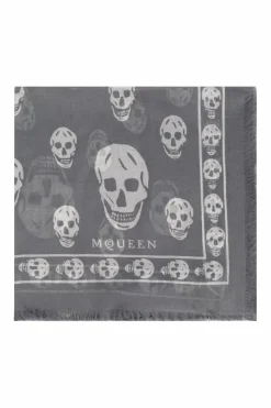 Alexander McQueen SZARY Szal z motywem czaszek