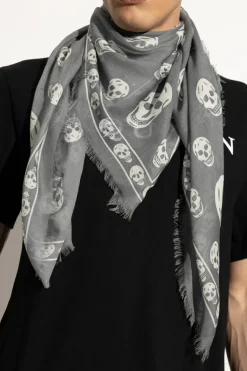 Alexander McQueen SZARY Szal z motywem czaszek