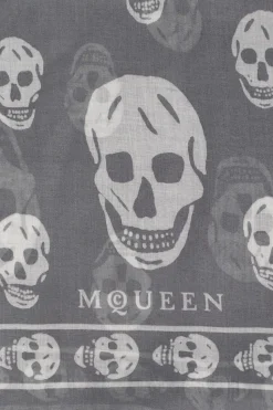 Alexander McQueen SZARY Szal z motywem czaszek