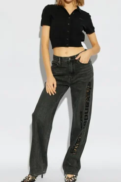 Alexander Wang CZARNY Jeansy z logo