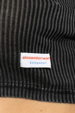 Alexander Wang CZARNY Prążkowany top z kolekcji `Bodywear`