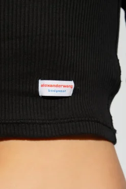 Alexander Wang CZARNY Prążkowany top z logo
