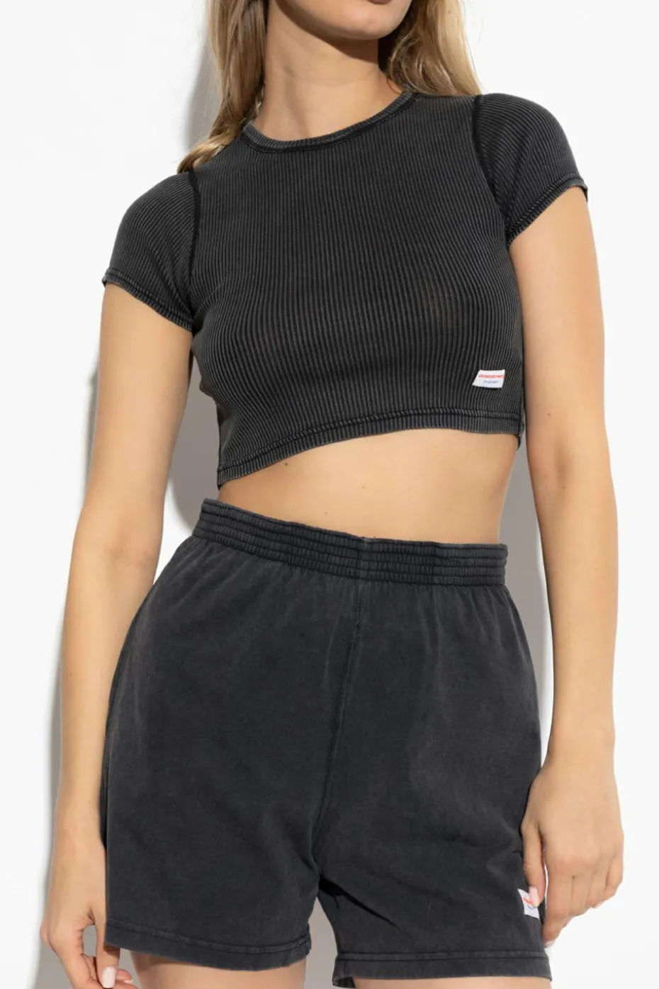 Alexander Wang CZARNY Prążkowany top z kolekcji `Bodywear`