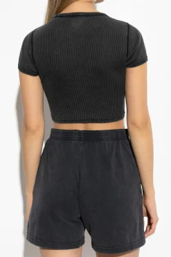 Alexander Wang CZARNY Prążkowany top z kolekcji `Bodywear`