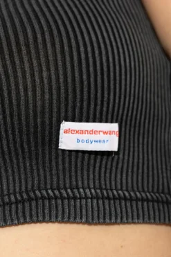 Alexander Wang CZARNY Prążkowany top z kolekcji `Bodywear`