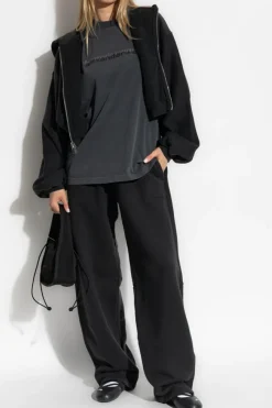 Alexander Wang CZARNY Spodnie dresowe z szerokimi nogawkami