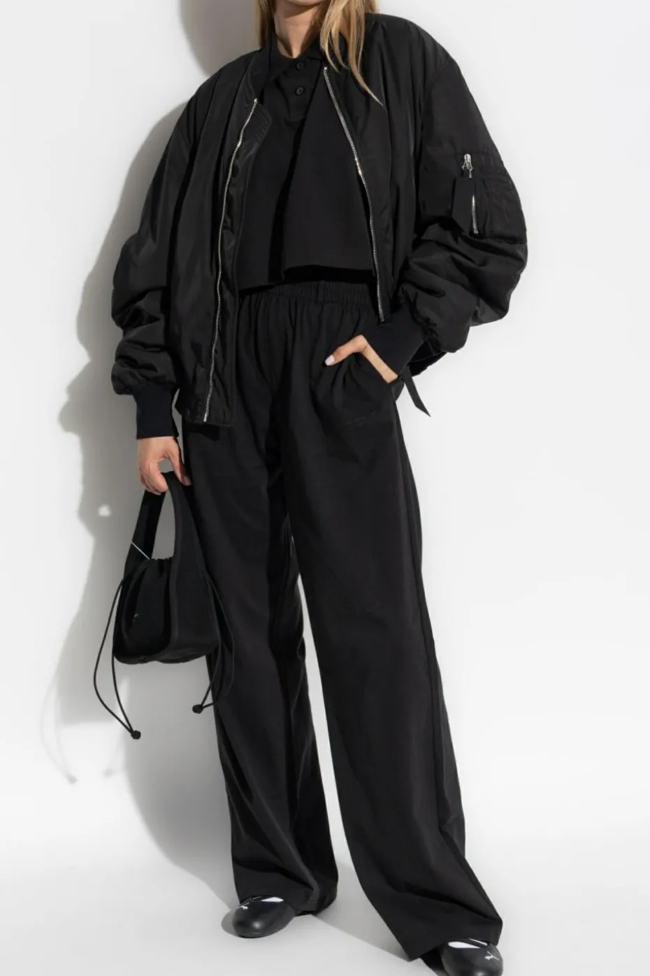 Alexander Wang CZARNY Spodnie dresowe z szerokimi nogawkami