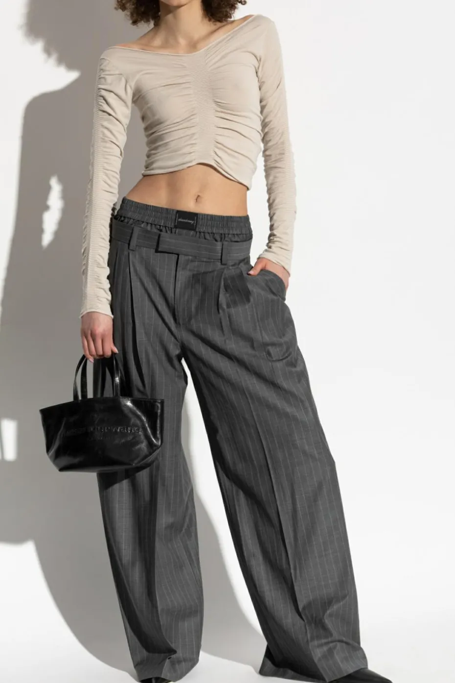 Alexander Wang kremowy Top z drapowaniami