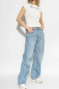 Alexander Wang NIEBIESKI Jeansy z nadrukowanym logo