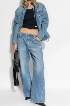 Alexander Wang NIEBIESKI Jeansy z nogawkami o szerokim kroju