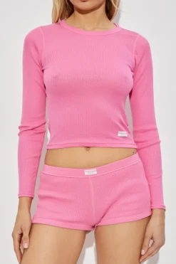 Alexander Wang RÓŻOWY Top bieliźniany z długimi rękawami
