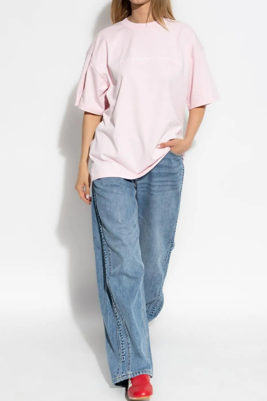 Alexander Wang RÓŻOWY T-shirt z o luźnym kroju